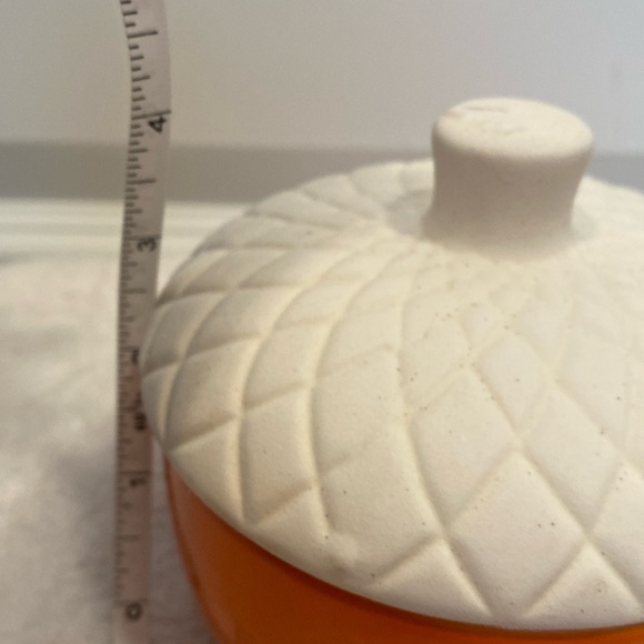 🆕GIFT CRAFT: FALL HARVEST CONTAINER - NWT Cream Sand Stone Lid and Orange Dish - Picture 3 of 7